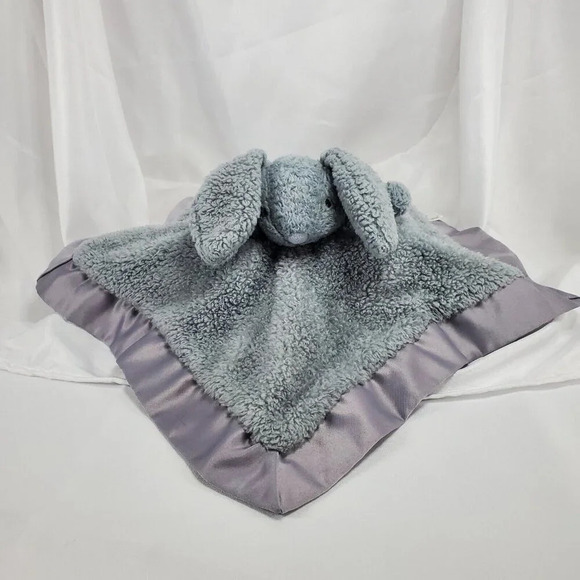 Apricot Lamb Bunny Security Baby Lovey Dark Gray Plush 12" Satin Edges Blanket - Picture 2 of 7